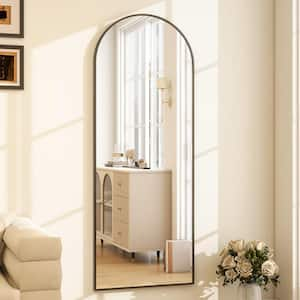 Arched Modern Aluminum Alloy Framed Black Full Length Floor Mirror Wall Mirror 24 in. W x 65 in. H