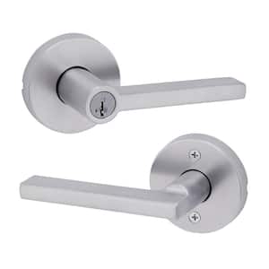 Kwikset Halifax Satin Nickel Keyed Storeroom Square Door Handle
