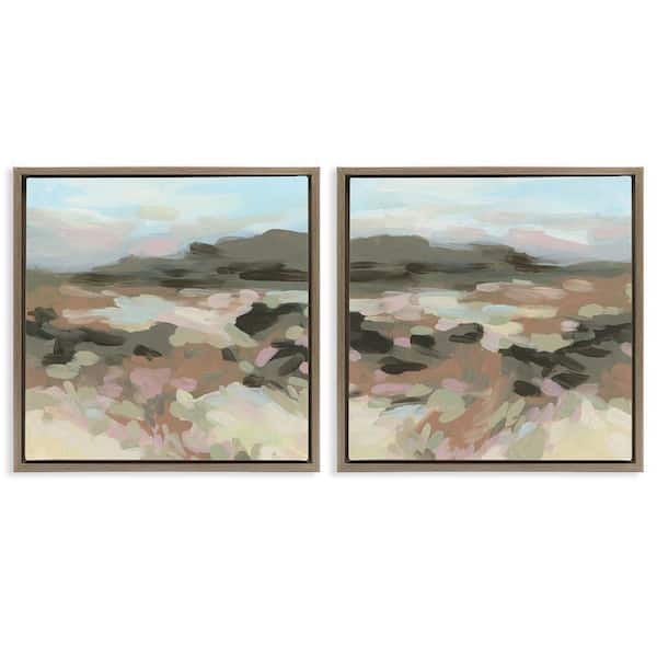 Desert Impression Abstraction by June Erica Vess 2 Pieces Brown Floater Frame Nature Graphic Art Print 25 in. x 25 in.