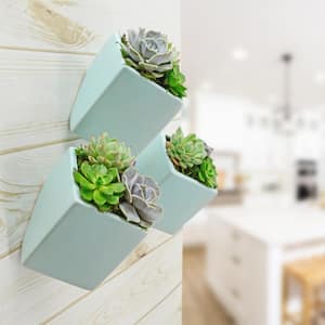 Cube 3-1/2 in. x 4 in. Mint Ceramic Wall Planter (3-Piece)