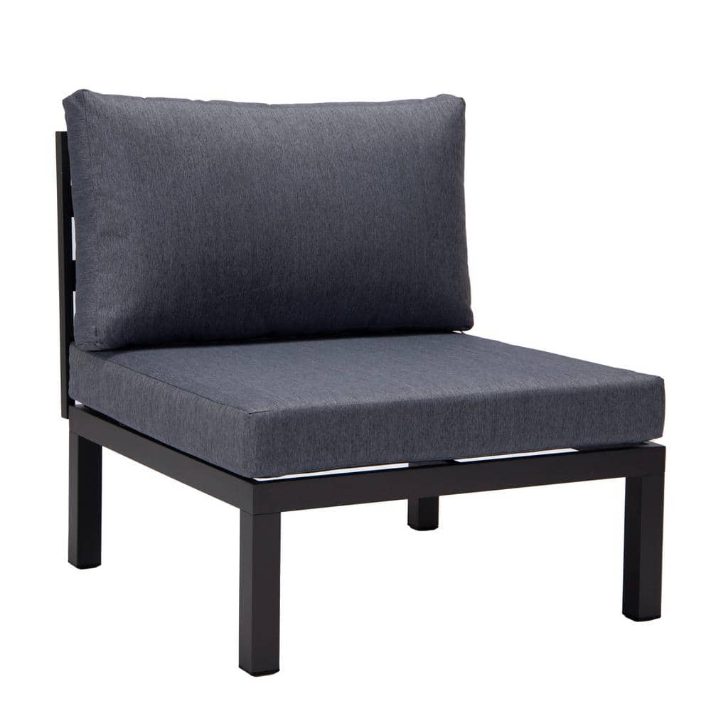 Hamilton Charcoal Blue Aluminum 6-Piece Modular Outdoor Patio Sectional Set