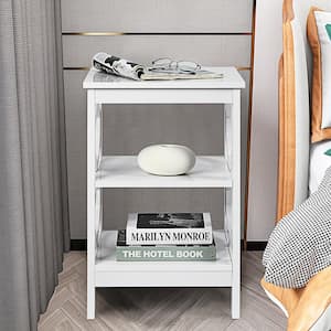 3-tier Nightstand Sofa Side End Accent Table Storage Display Shelf White