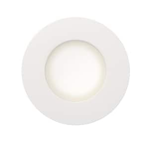 Ultra Slim Integrated LED 4 in Round Adj Color Temp Canless Recessed Light for Kitchen Bath Living rooms, White