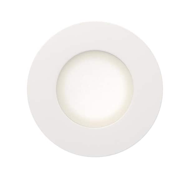 Ultra Slim Integrated LED 4 in Round Adj Color Temp Canless Recessed Light for Kitchen Bath Living rooms, White