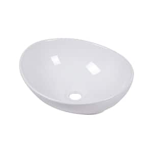 16 in. x 13 in. Porcelain Ceramic Bathroom Oval Modern Vessel Sink in White