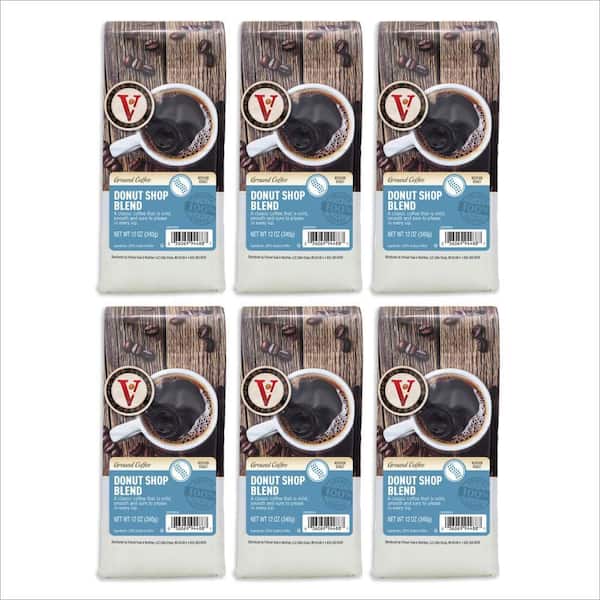 Victor Allen's 6-Pack 12 oz. Donut Shop Blend Medium Roast Coffee Grounds