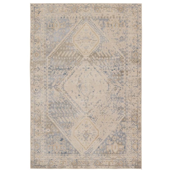 VIBE BY JAIPUR LIVING Vibe Rush Light Gray/Blue 5 ft. x 8 ft. Medallion Polypropylene Indoor/Outdoor Area Rug