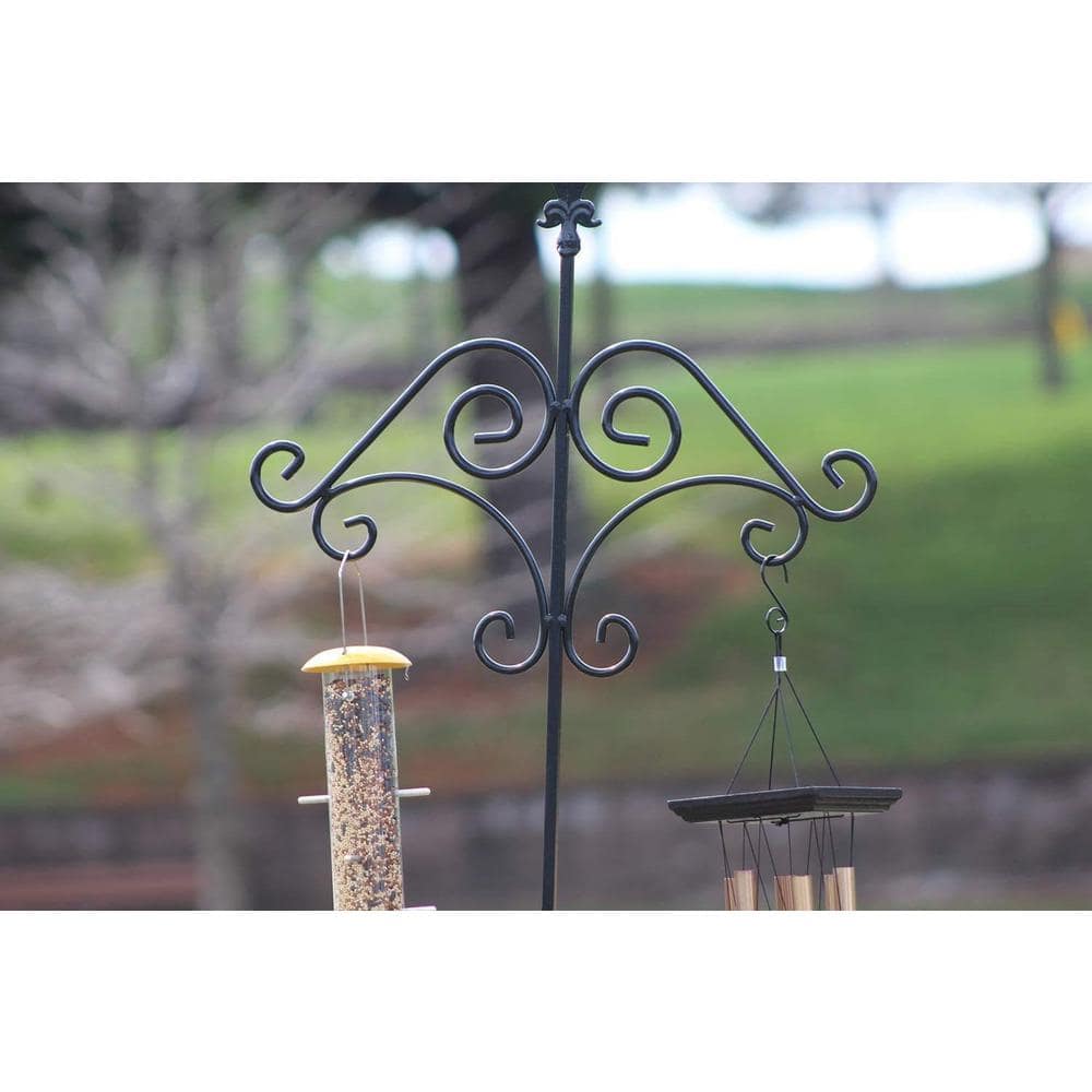 91-Inch Black Metal Floral Design Shepherd's Hook, 2 Pack