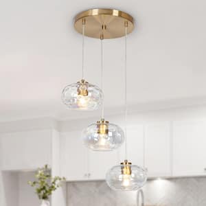 Chrysaorican 3-Light Plating Brass Cluster Chandelier with Iridescent Glass Globes and No Bulb Included