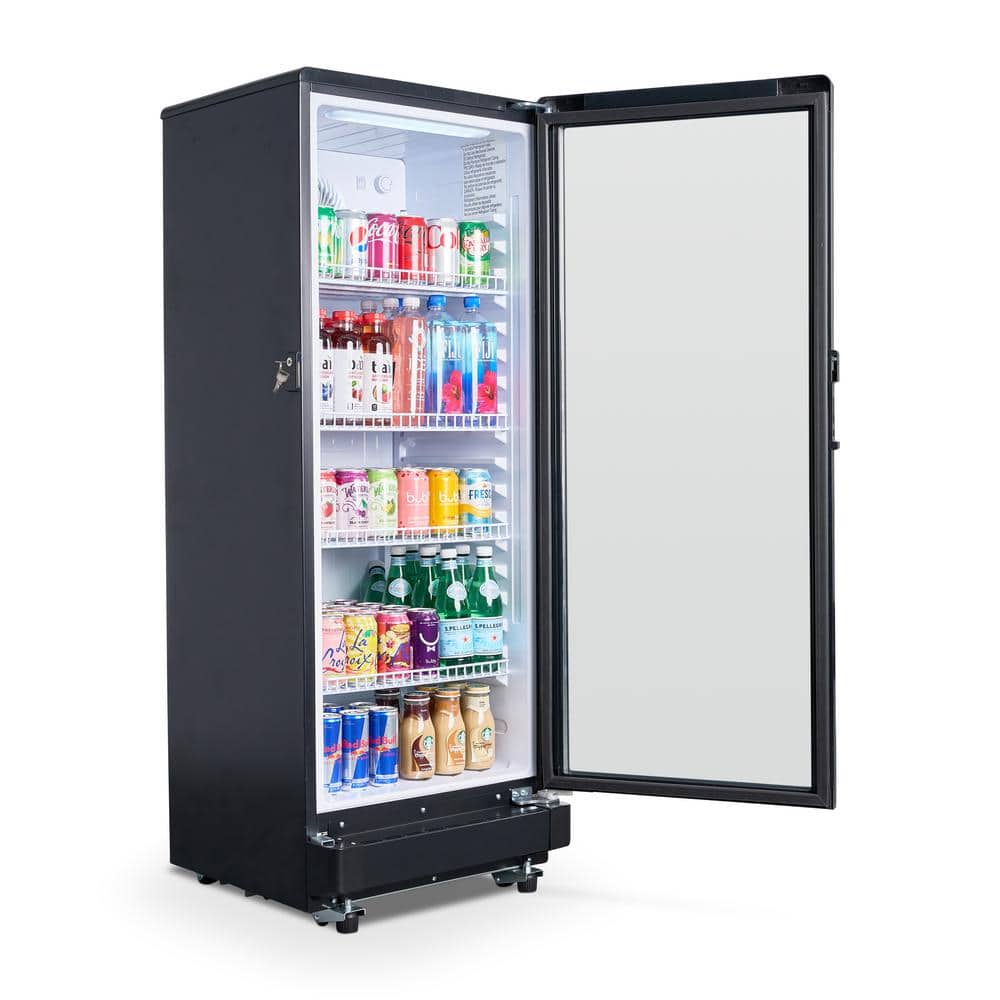 Black Glass Door Commercial Beverage Cooler with LED Lighting