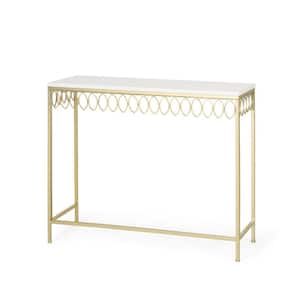 Henton White and Gold Petal Wood Accent Console Table