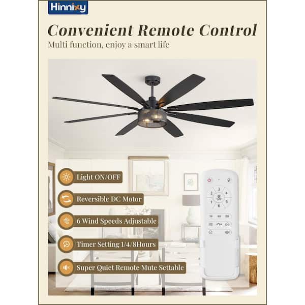 72 in. Smart Indoor Black Dual-Finish Blades Downrod Caged Ceiling Fans with Light and Remote Control