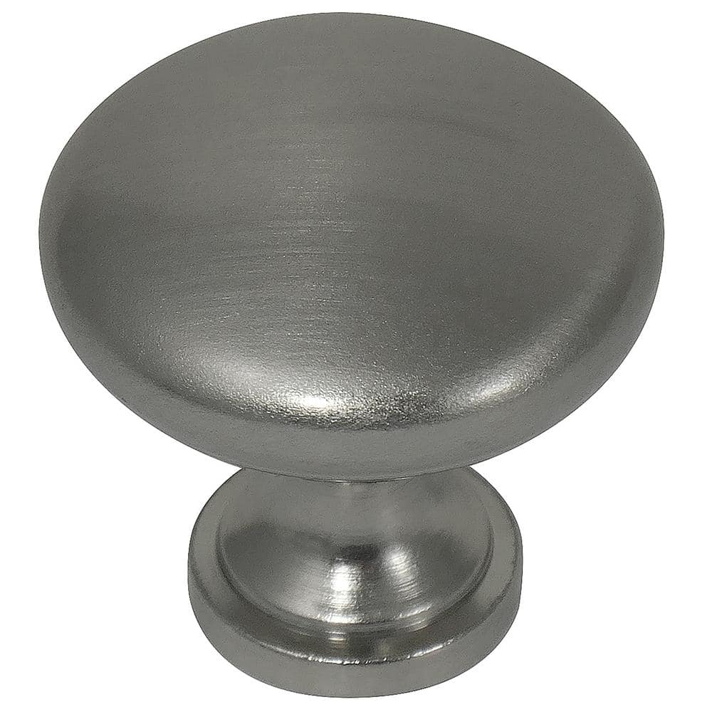 Satin Nickel Round Cabinet Knob with Mounting Hardware
