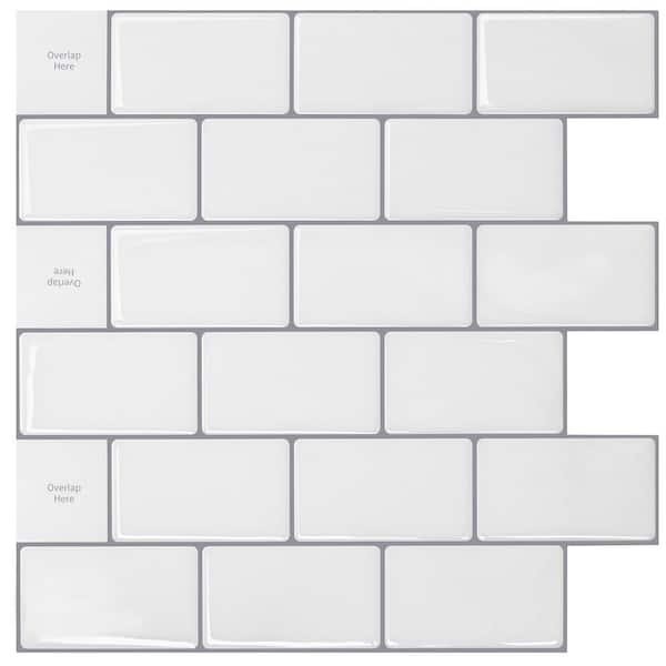 12 in. x 12 in. Grey Peel and Stick Tile Backsplash for Kitchen (10-Pack)