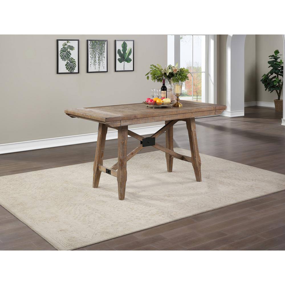 Riverdale Light Brown Distressed Wood Counter Height 5-Piece Dining Set