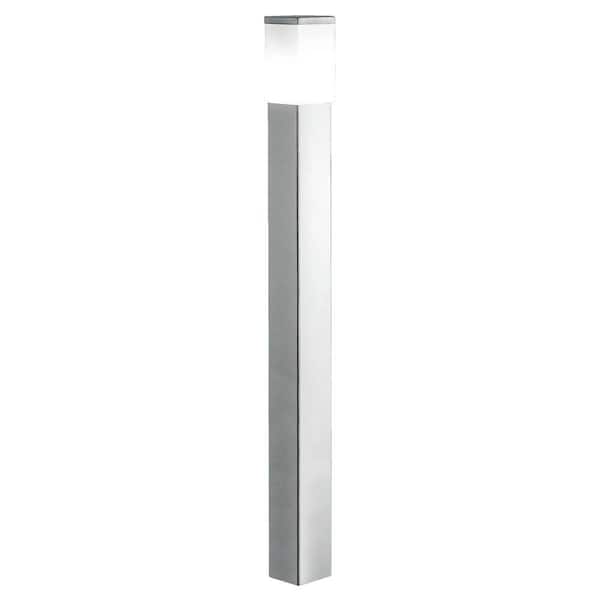 Eglo Calgary 4 in. W x 43.25 in. H 1-Light Hardwired Stainless Steel Path Light with Frosted Opal Glass Shade