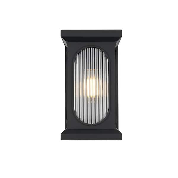 14 in. Black Outdoor Hardwired Wall Sconce with No Bulbs Included