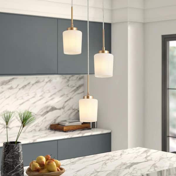 12.99 in. 3-Light Kitchen Island Pendant Light Farmhouse Ceiling Light Hanging Lamp with White Glass Shades