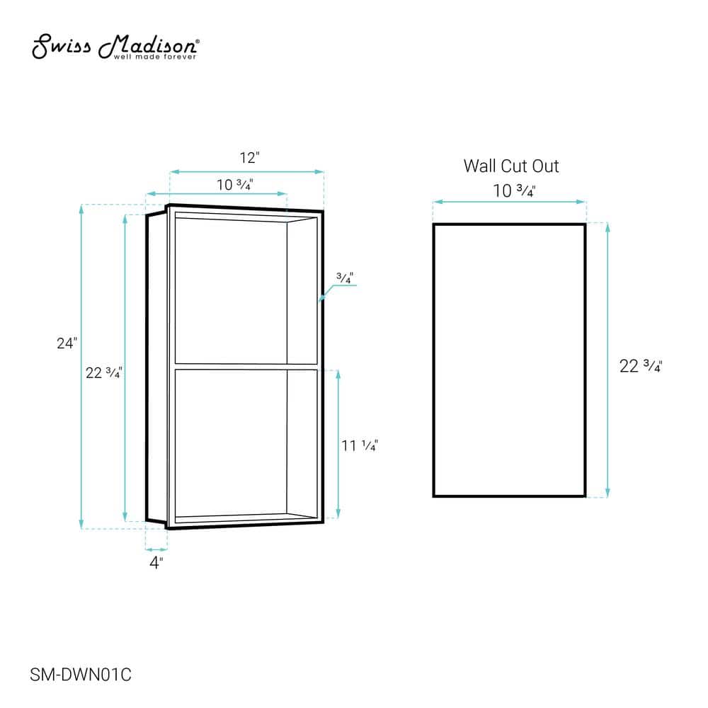 Voltaire Matte Chrome Stainless Steel Double Shelf Wall Niche