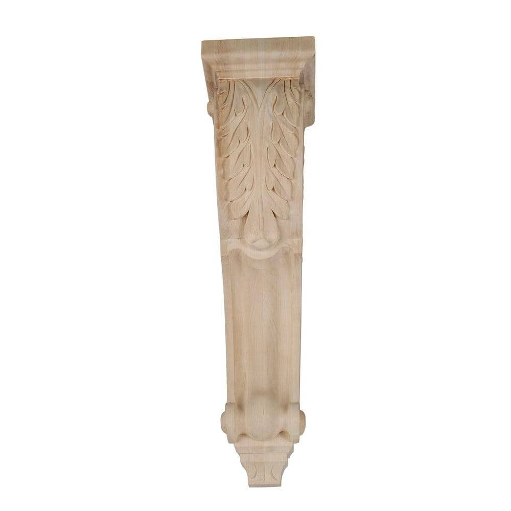 Hand Carved Alder Wood Acanthus Leaf Corbel, 12-1/2 x 5-1/8 x 5-3/8 inches