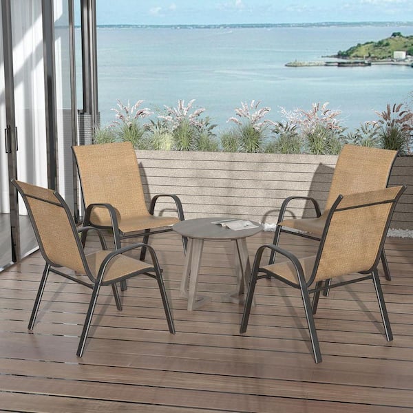Outdoor Patio Chairs (Set of 4) Brown