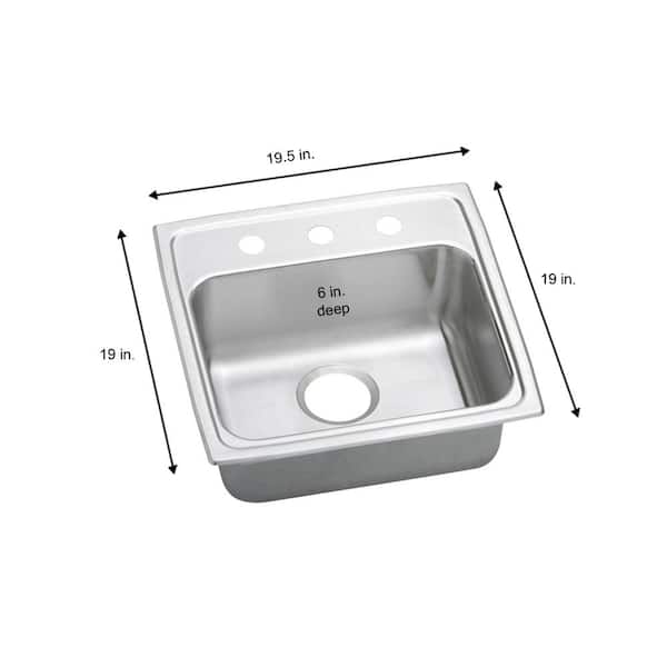 Lustertone 20 in. Drop-in Single Bowl 18-Gauge Stainless Steel Kitchen ADA Sink Only