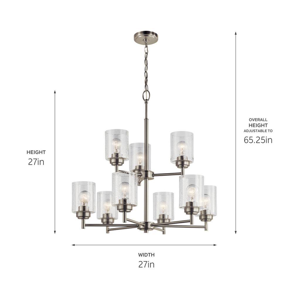 Winslow Transitional 9-Light Black & Nickel Chandelier with Clear Glass