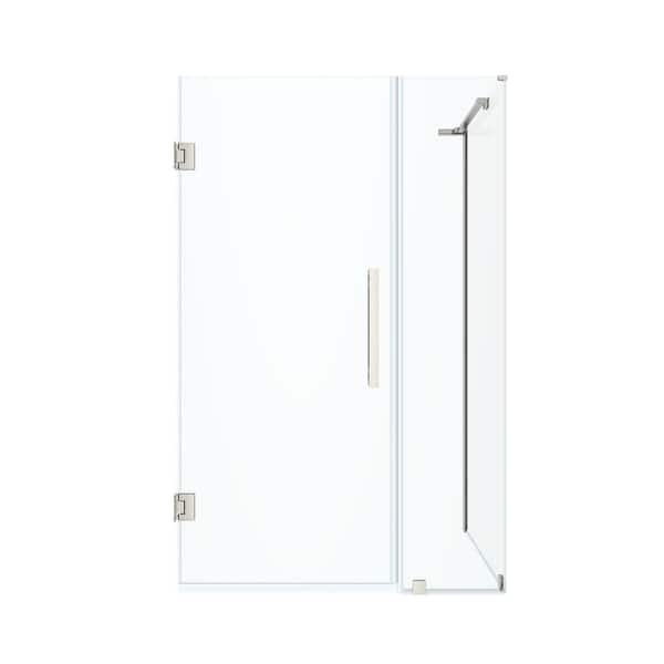 Tampa-Pro 35 13/16 in. W x 72 in. H Rectangular Pivot Frameless Corner Shower Enclosure in Satin Nickel