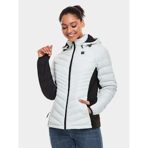 Women's Large White 7.38-Volt Lithium-Ion Heated Down Jacket with 90% Down Insulation and 1 Upgraded Battery Pack