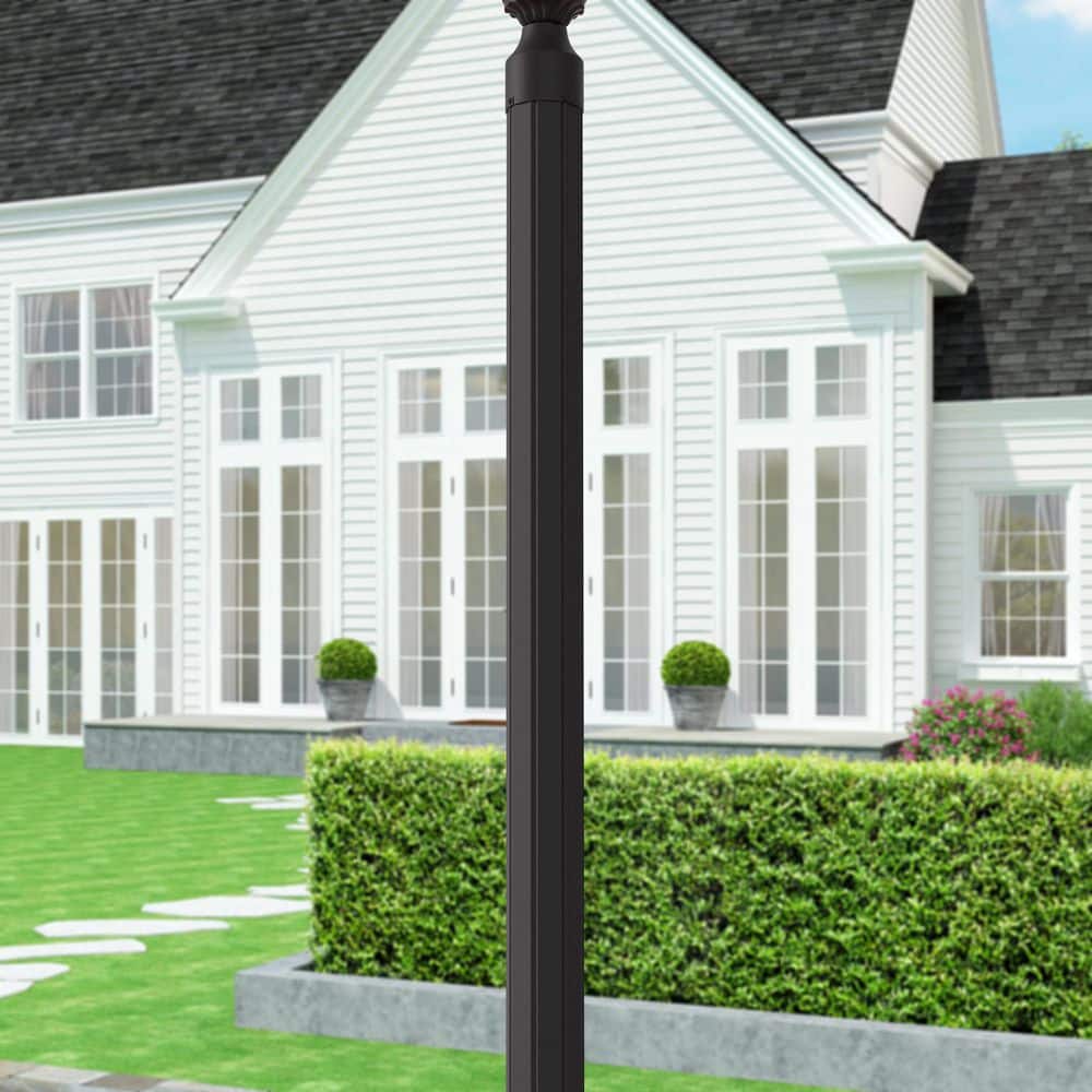 84" Textured Black Aluminum Outdoor Lamp Post