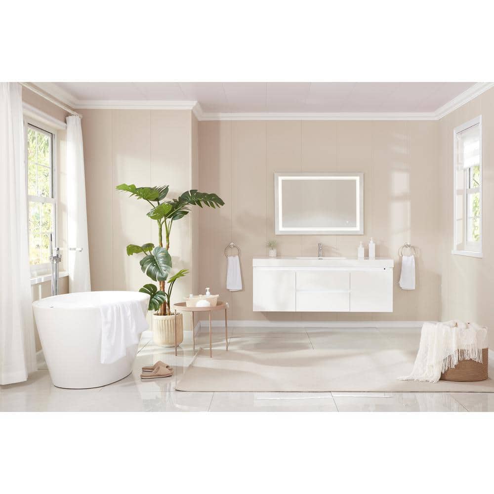 Pure White Acrylic Freestanding Soaking Bathtub