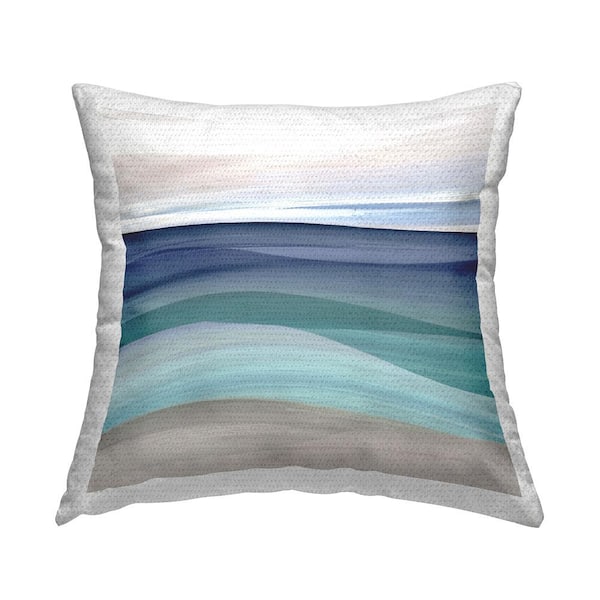 Stupell Industries Abstract Beach Scenery Blue Square Outdoor Throw Pillow