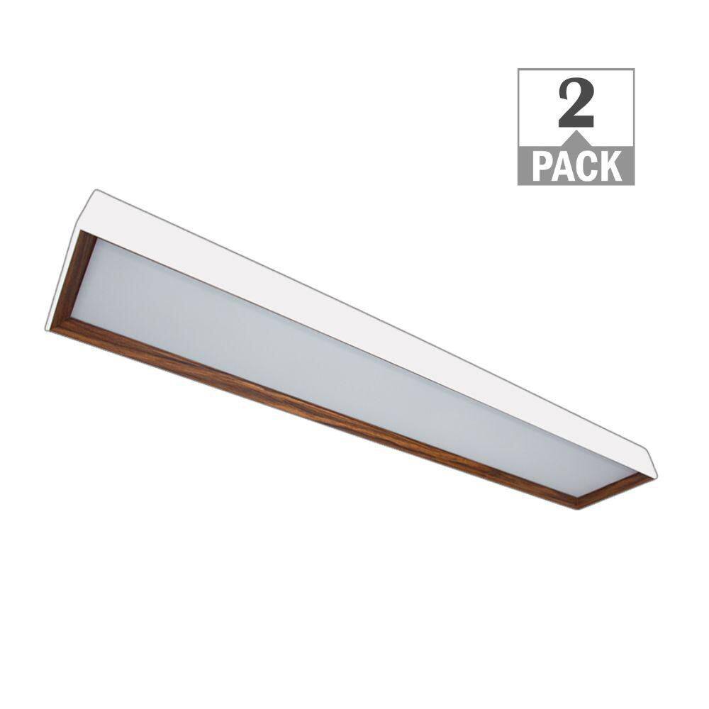 4 ft. x 8 in. White and Walnut Interior LED Flush Mount Ceiling Light 3000 Lumens 42W Adjustable CCT Dimmable (2-Pack) price history on PriceWatchPro