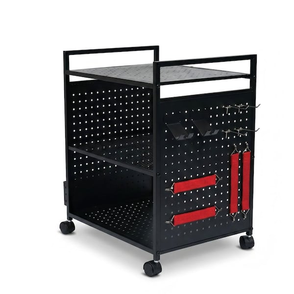 3-Tier Metal-Wheeled Office Equipment Printer Cart, Black