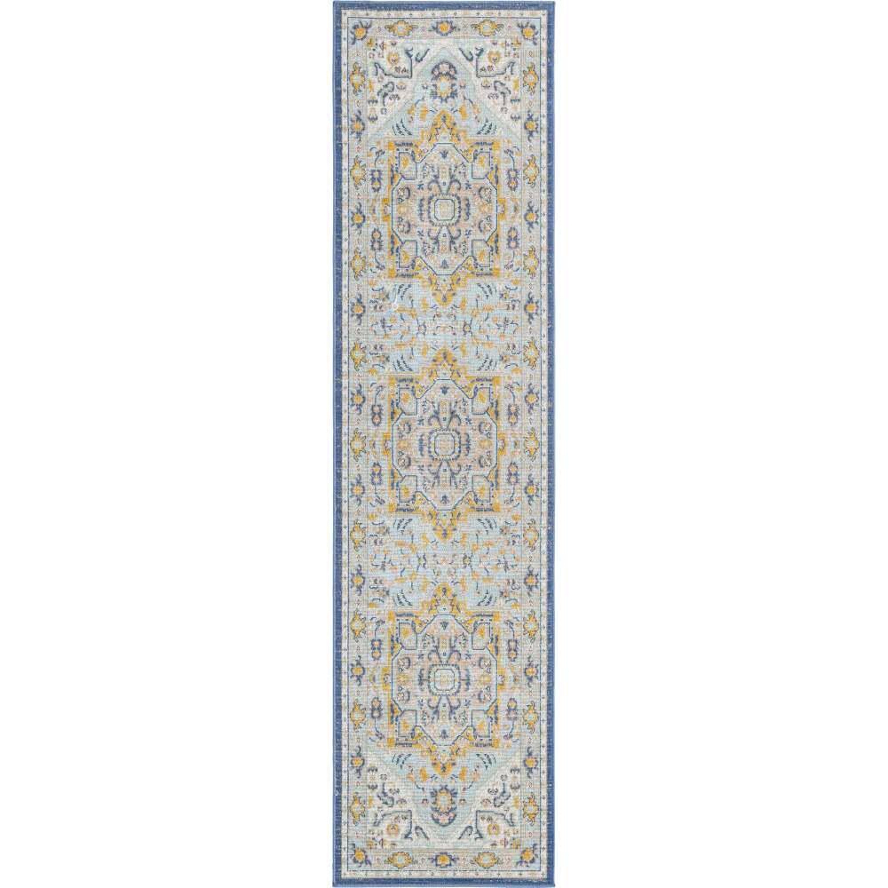 Unique Loom Whitney Milano Sky Blue 2 ft. x 8 ft. Area Rug 3154859