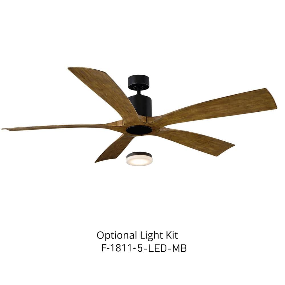Aviator 70" Matte Black and Distressed Koa Smart Ceiling Fan