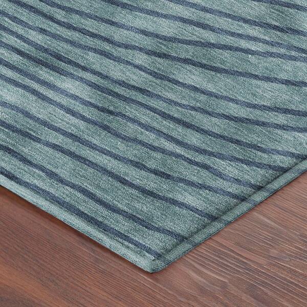Mayfield Premium Machine Washable Abstract AMF2350 Teal 3 ft. x 5 ft. Area Rug