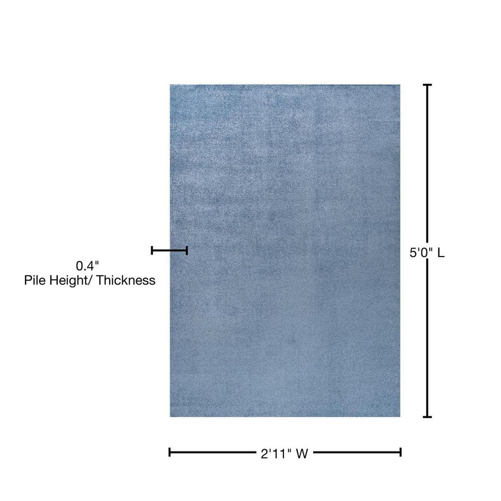 Classic Blue Synthetic Low-Pile Rectangular Area Rug, 3' x 5'