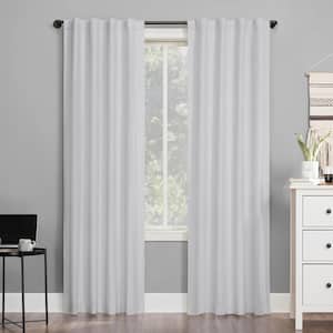Cyrus White Polyester Solid 40 in. W x 63 in. L Noise Cancelling Grommet Blackout Curtain