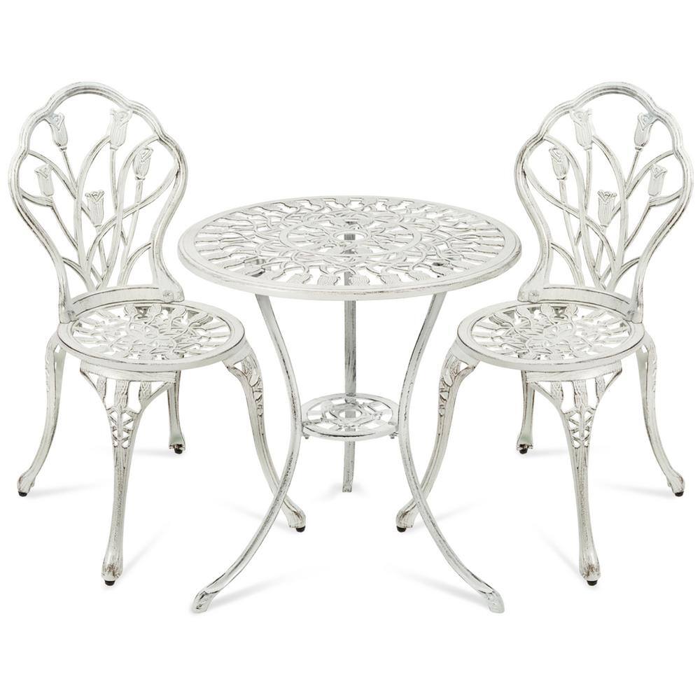 Best Choice Products White 3Piece Metal Cast Aluminum Outdoor Patio