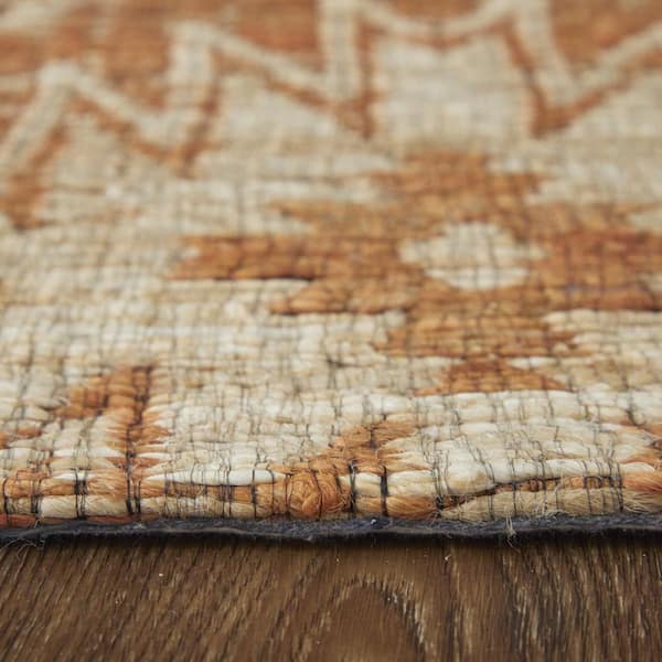8 X 11 Orange, Tan Geometric Area Rug
