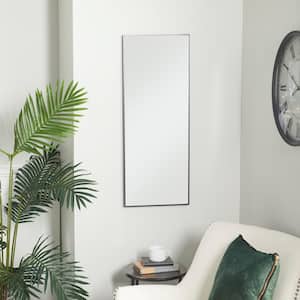 36 in. x 14 in. Simplistic Rectangle Framed Black Wall Mirror with Thin Minimalistic Frame
