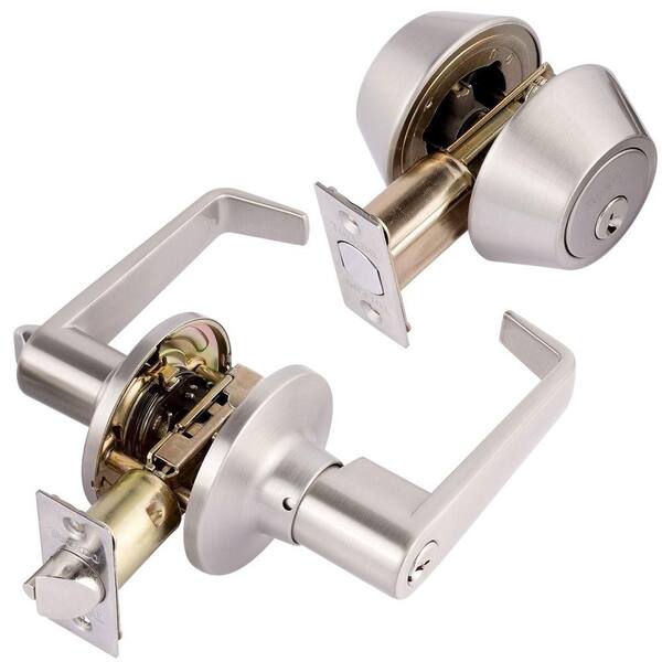 Keyed Deadbolt Lock - Double Cylinder Security Lock With Keys For Both Sides, Brass & Stainless Steel