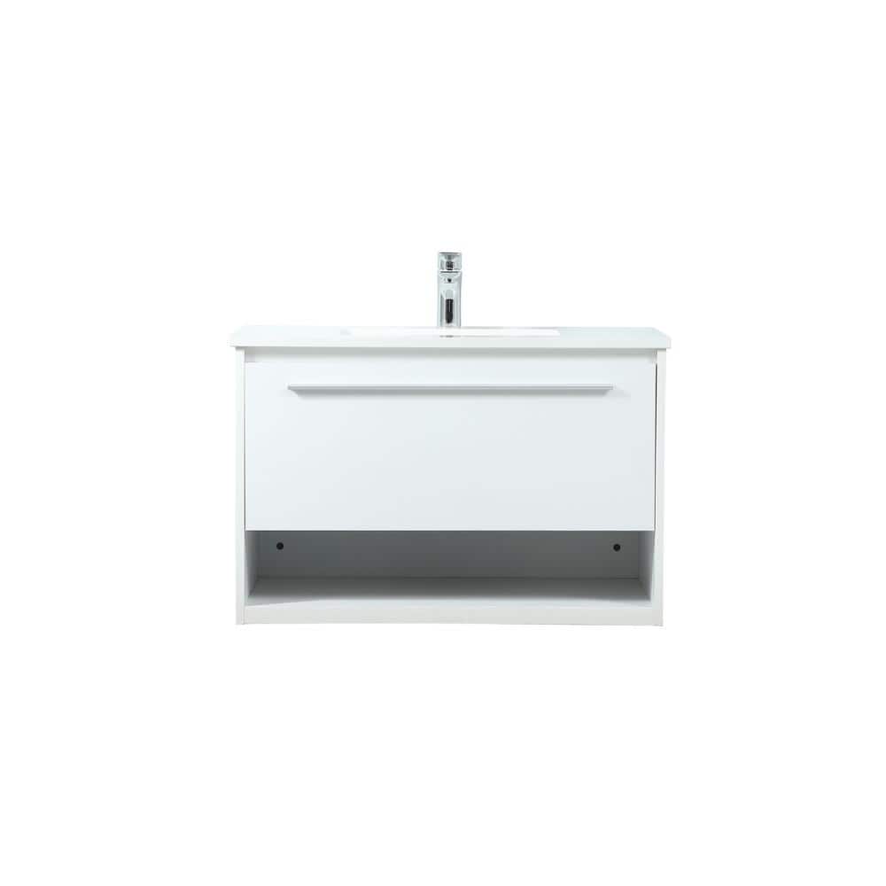 Timeless Home 30 in. W Single Bath Vanity in White with Engineered Stone Va