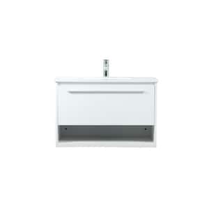 Timeless Home 30 in. W Single Bath Vanity in White with Quartz Vanity Top in Ivory with White Basin