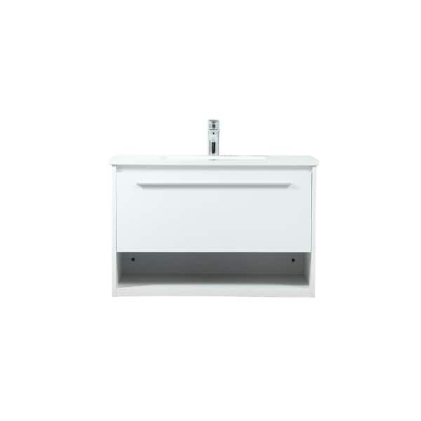Unbranded Timeless Home 30 in. W Single Bath Vanity in White with Engineered Stone Vanity Top in Ivory with White Basin