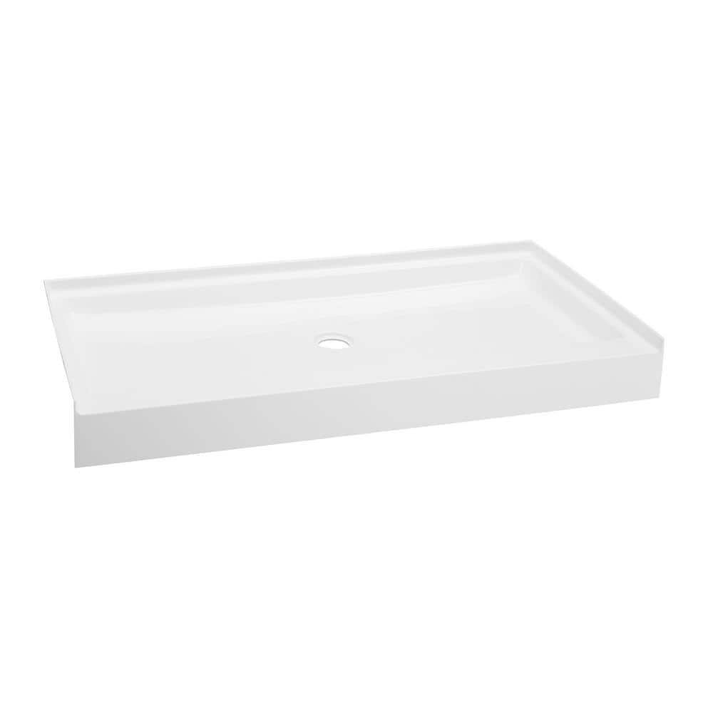 Voltaire 60" x 34" White Acrylic Single-Threshold Shower Base