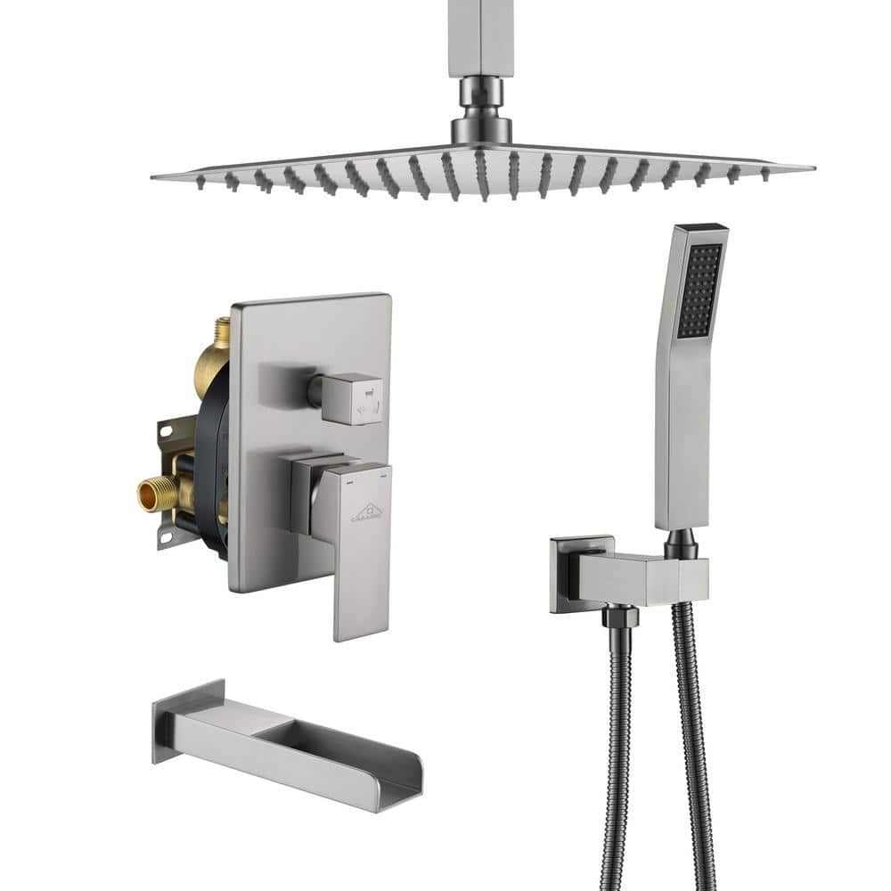3-Function 10 in.Ceiling-Mounted Shower System with Waterfall Tub Filler in Brushed Nickel price history on PriceWatchPro