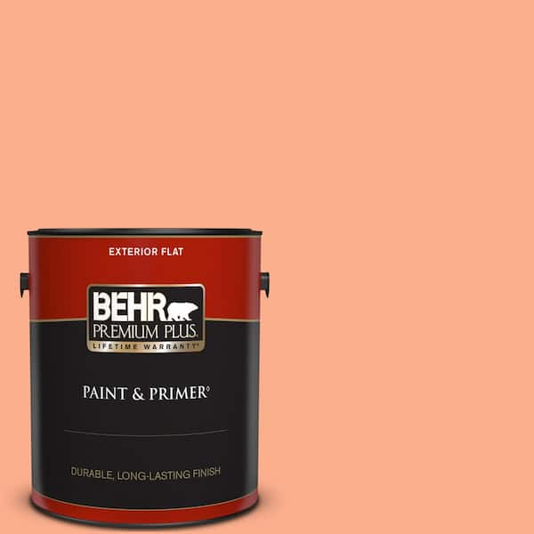 BEHR PREMIUM PLUS 1 gal. #220B-4 Orange Grove Flat Exterior Paint & Primer