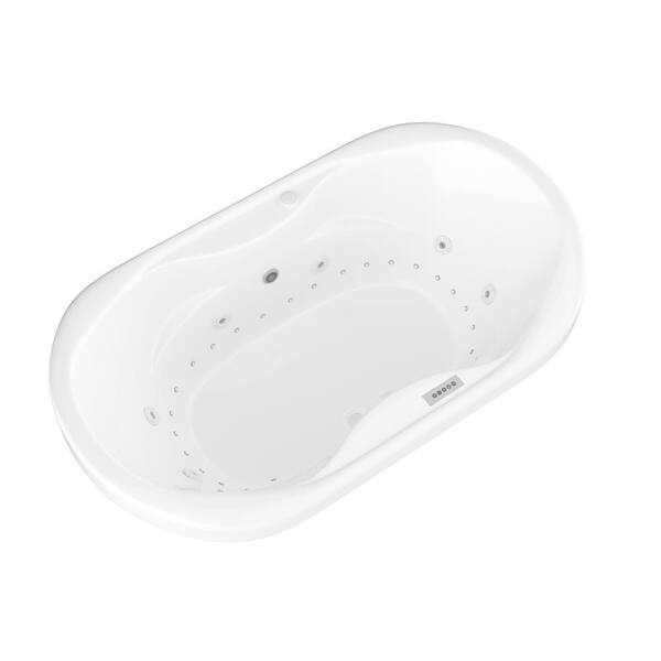 Ruby Diamond Series 5.9 ft. Center Drain Rectangular Drop-in Whirlpool and Air Bath Tub in White